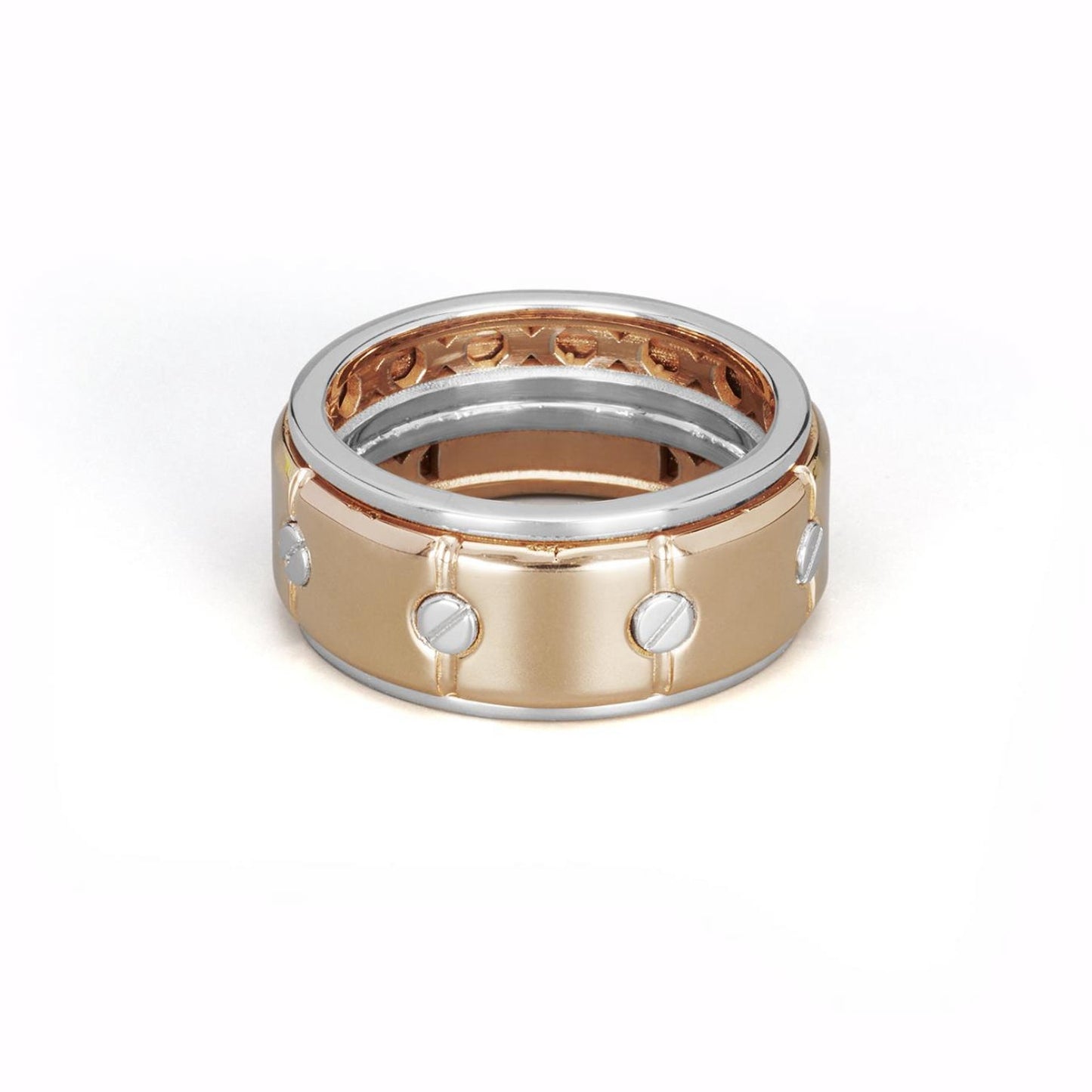 Baraka Diamonds Ring AN353001RBLU, a men's ring in rose and white gold