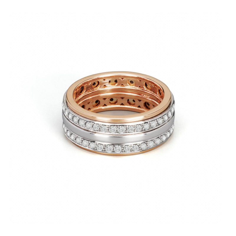 Baraka Diamonds Ring AN353011RBDB, a men's ring in rose and white gold set with diamonds