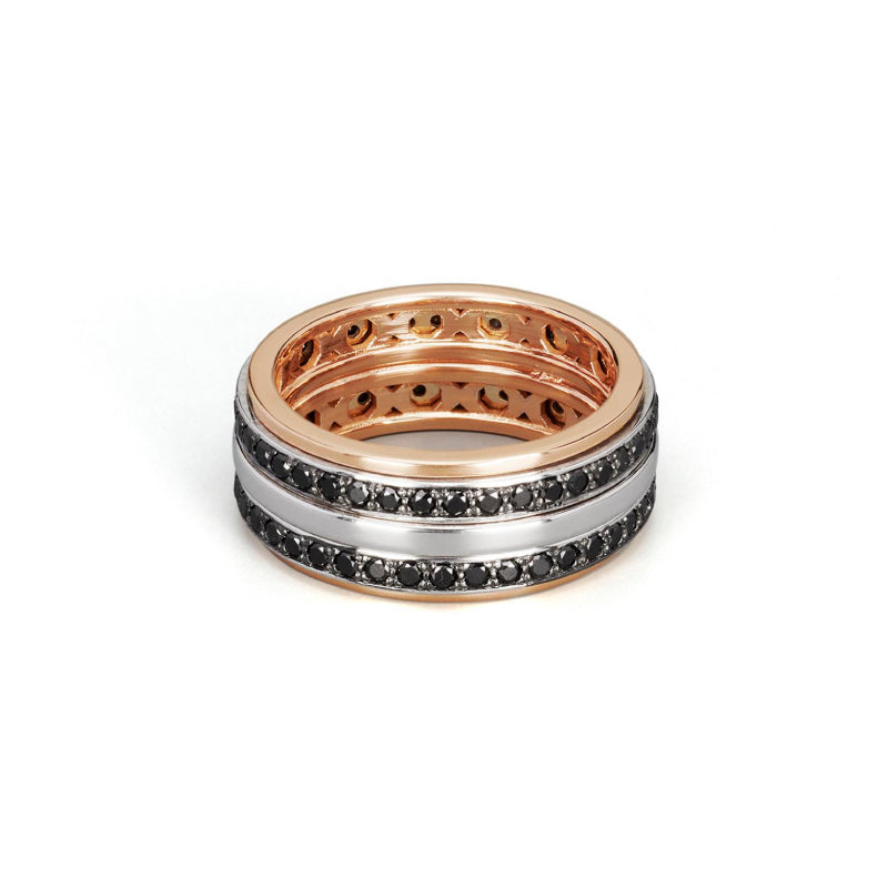Baraka Diamonds Ring AN353011RBDN, a men's ring in rose and white gold set with diamonds