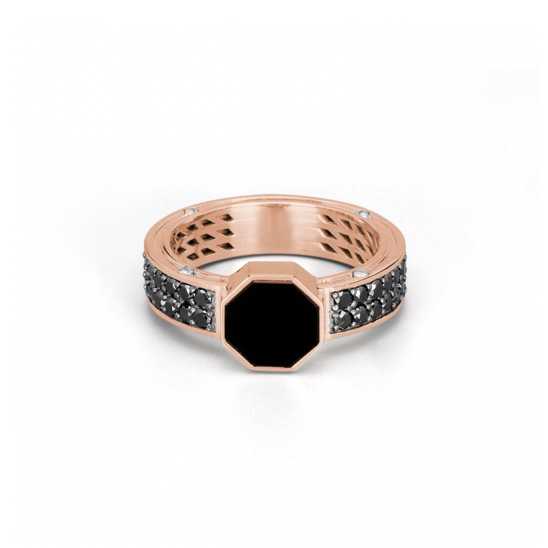 Baraka Diamonds Ring AN353031RBDN, a men's ring in rose and white gold set with diamonds