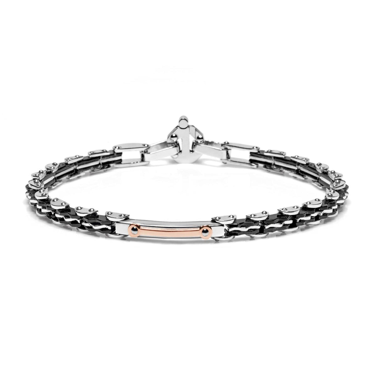 Baraka Discovery Bracelet BR251231ROAD-02, a men's bracelet in rose gold and black ceramic set with diamonds