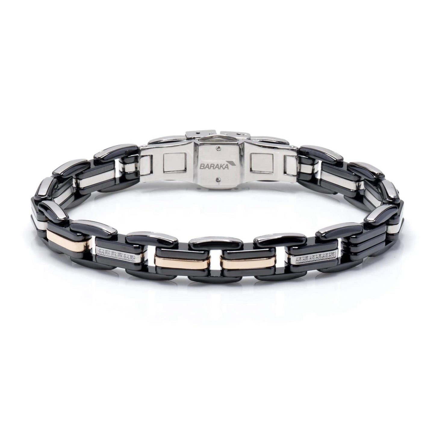 Baraka Explore Bracelet BR231041ROCN-11, a men's bracelet in rose gold and black ceramic set with diamonds