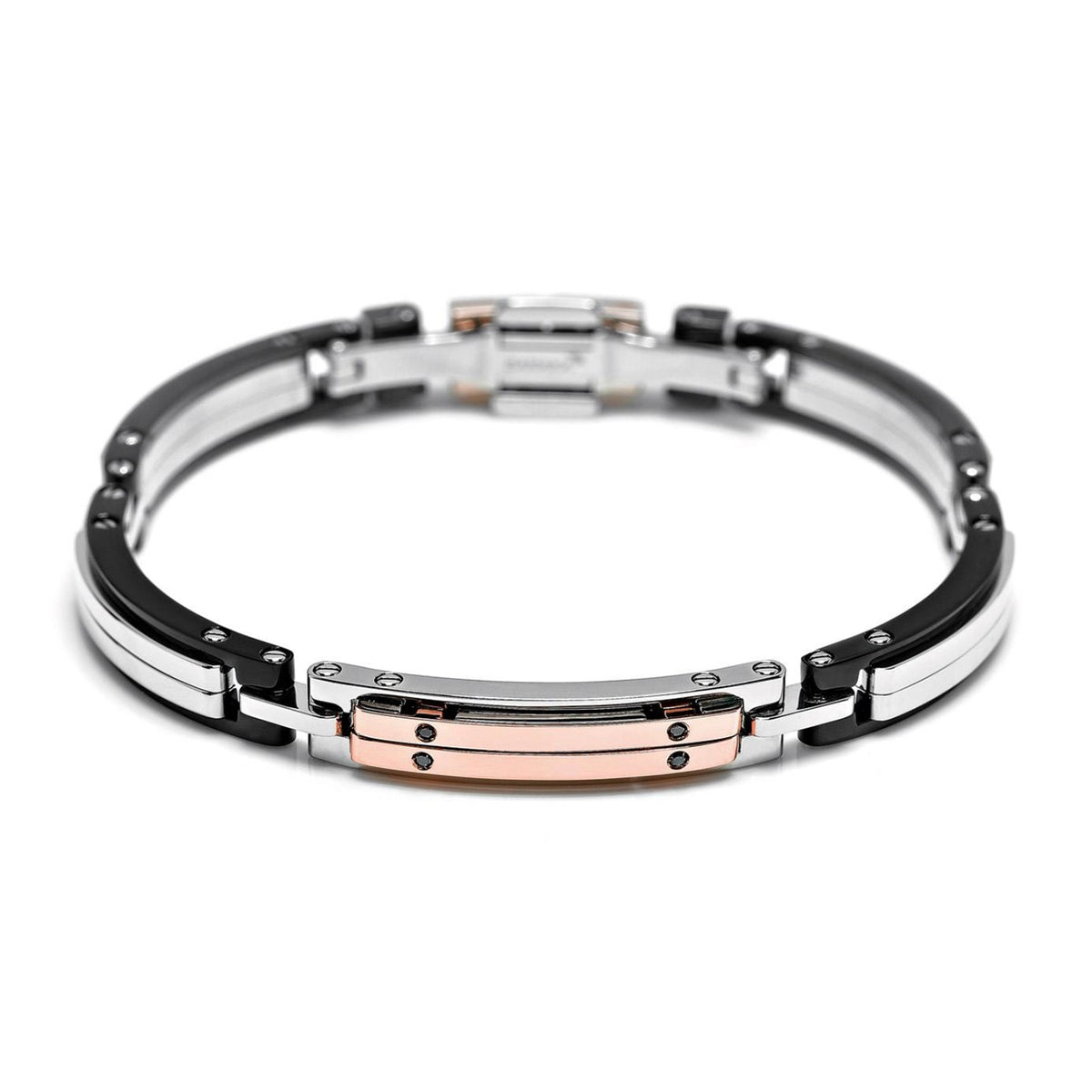 Baraka Explore Bracelet BR232031RODN-04, a men's bracelet in rose gold and stainless steel set with diamonds