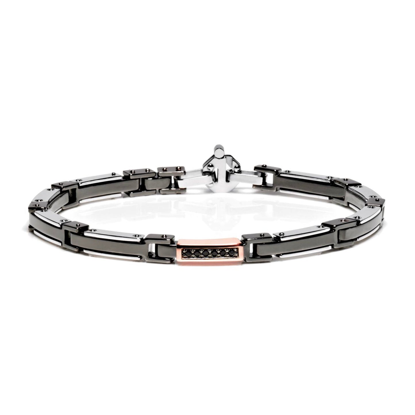 Baraka Explore Bracelet BR251111RODN-11, a men's bracelet in rose gold and stainless steel set with diamonds