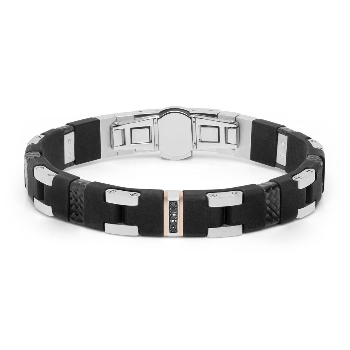 Baraka Fiber Bracelet BR302091RODN-10, a men's bracelet in rose gold and silver set with diamonds