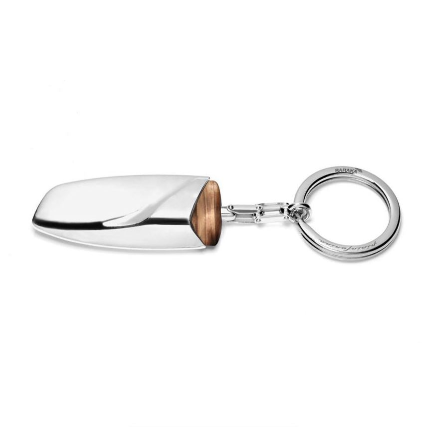 Baraka Innovation Keychain PO264013ACAD, a men's keychain in stainless steel and wood
