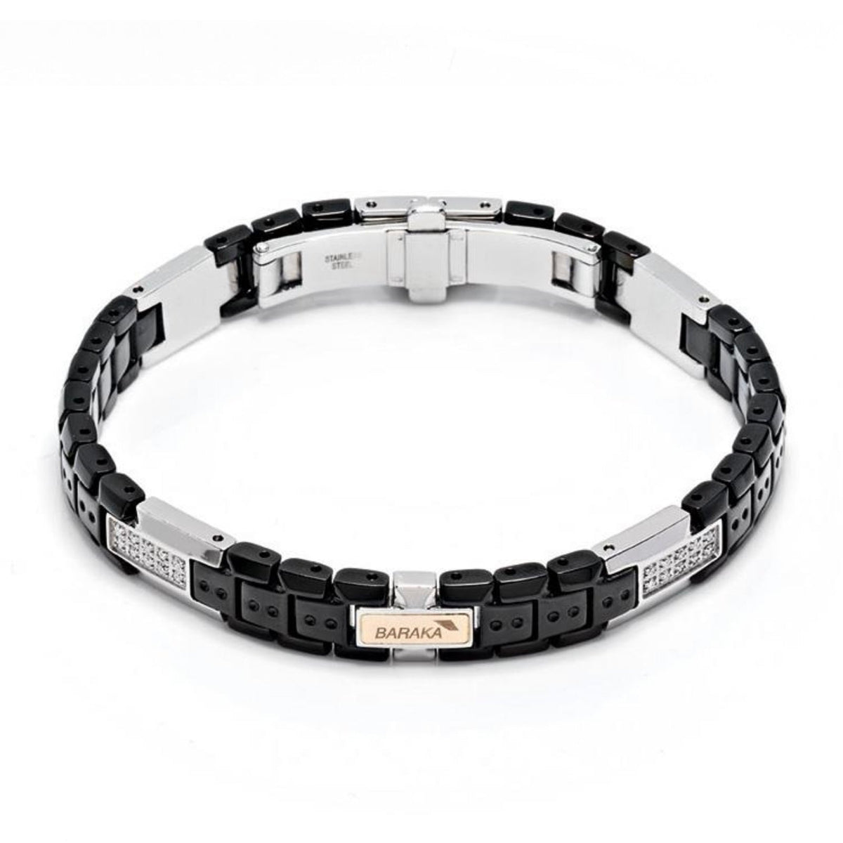 Baraka Kabala Bracelet BR214203ROGR-18, a men's bracelet in rose gold and stainless steel set with diamonds