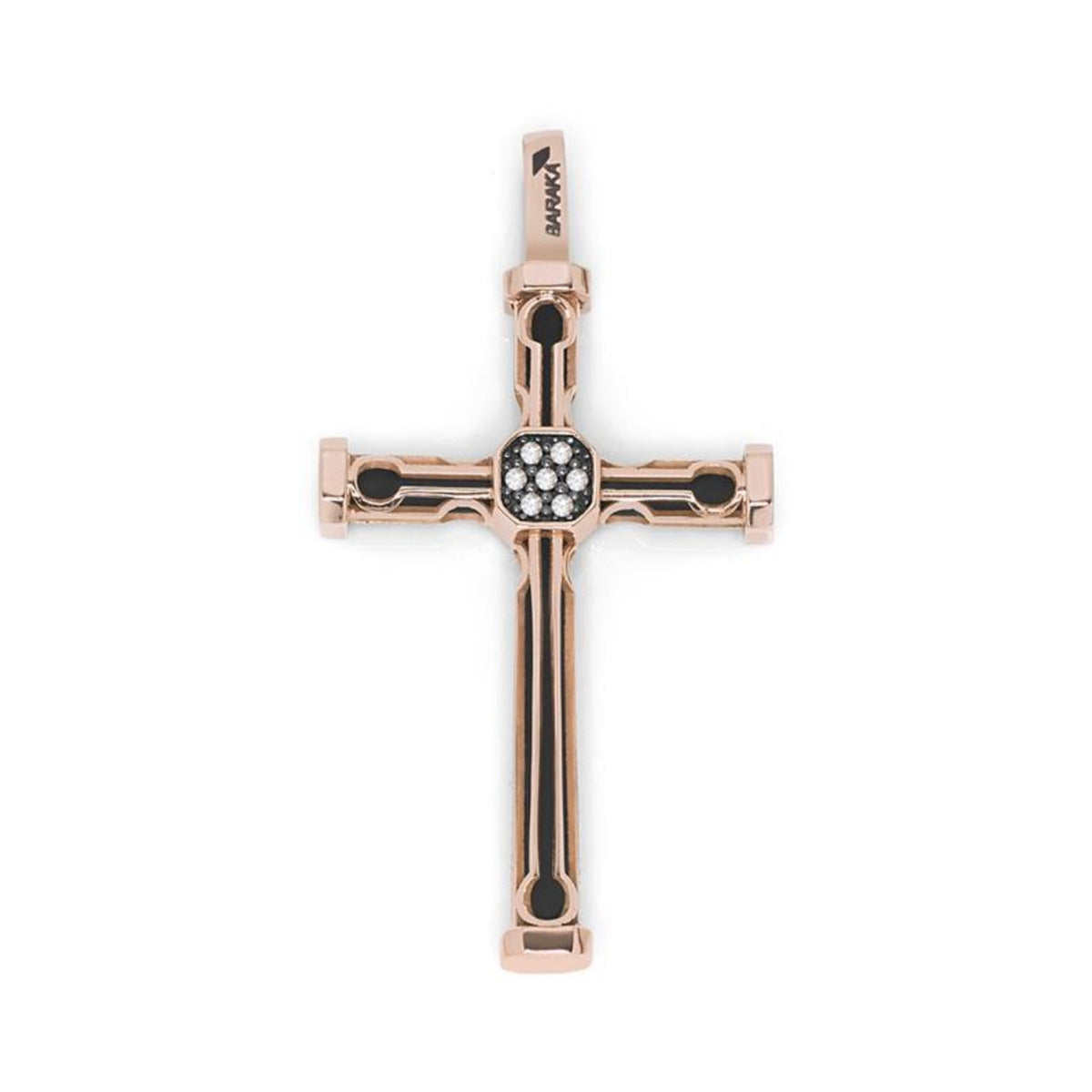 Baraka Kardano Cross CR275441RODB-07, a men's cross in rose gold set with diamonds