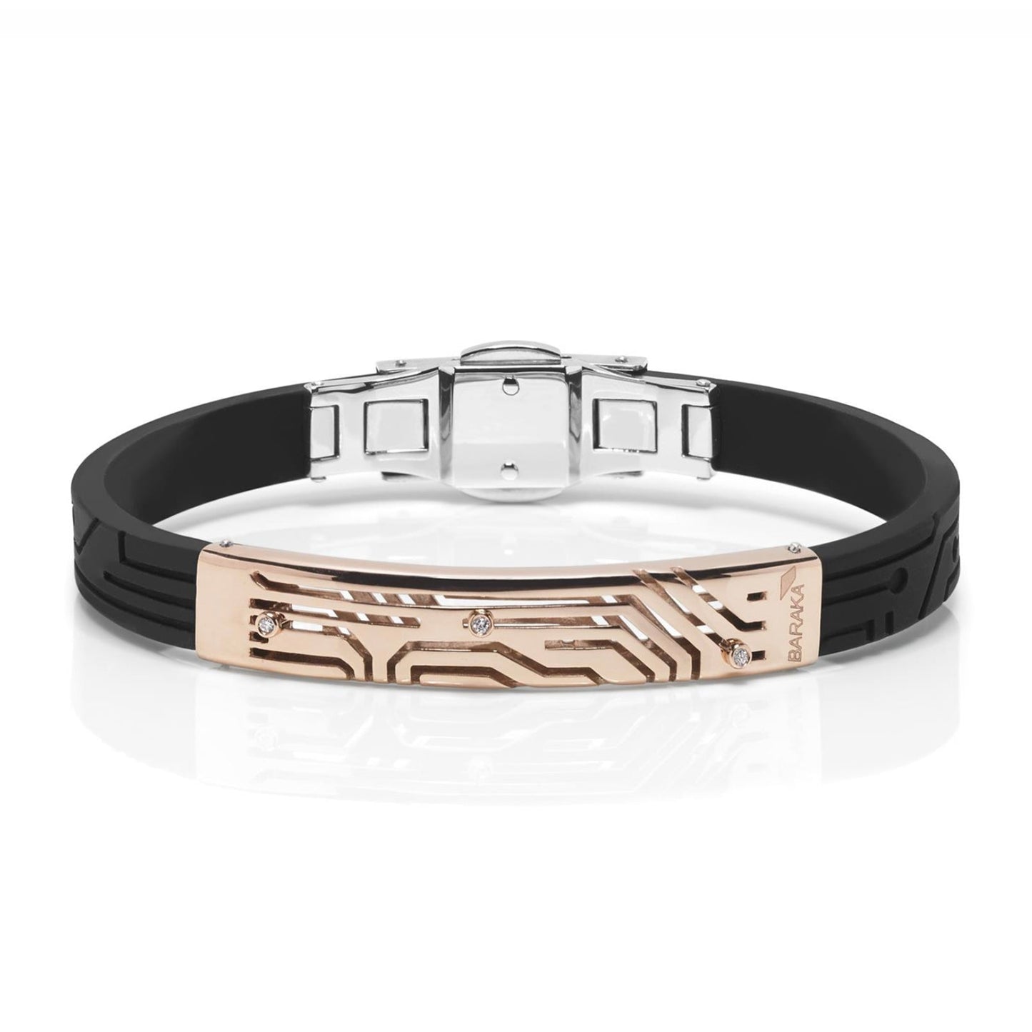 Baraka Labyrinth Bracelet BR275121RODB-03, a men's bracelet in rose gold and stainless steel set with diamonds