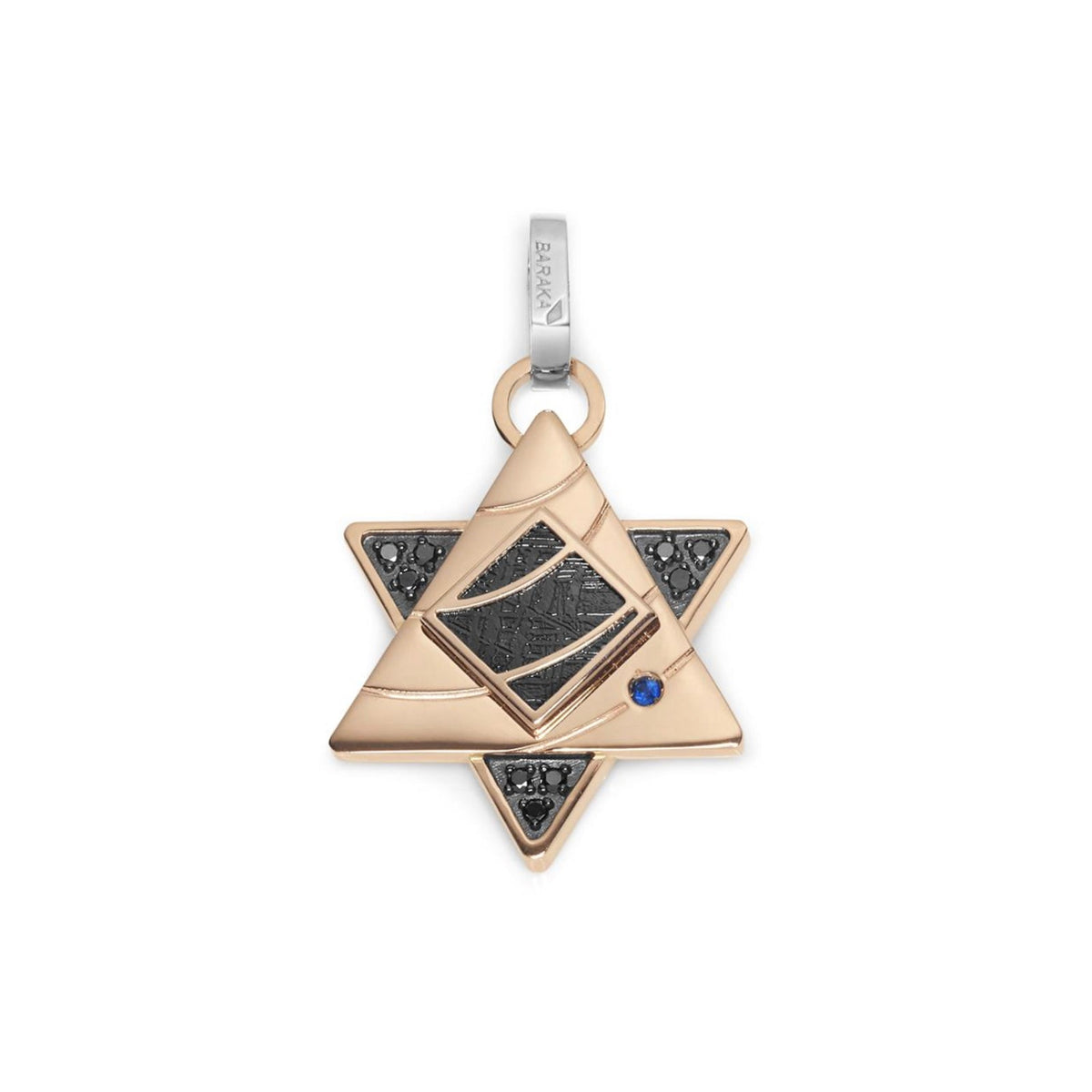 Baraka Meteorite Pendant ST316011RBDN-11, a men's pendant in rose and white gold set with meteorite