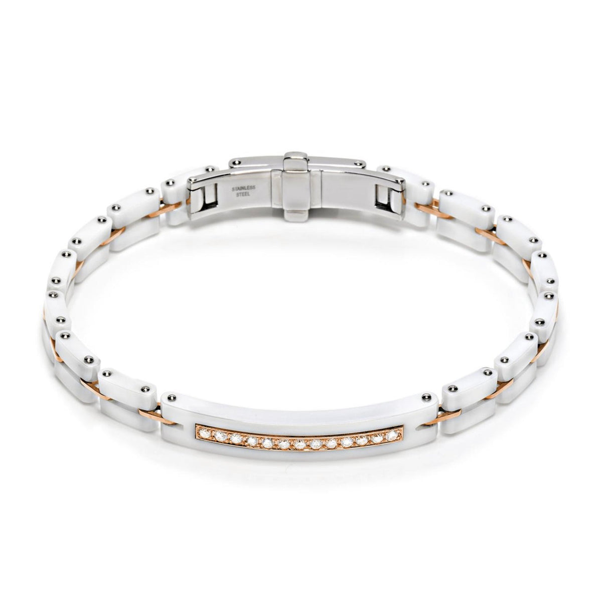 Baraka Mosaiko Bracelet BR215191ROCB-39, a men's bracelet in rose gold and black ceramic set with diamonds