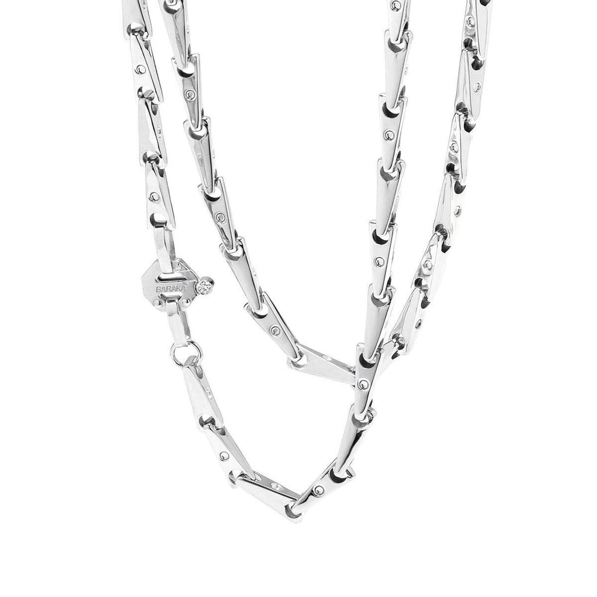 Baraka Nexus Chain GC241041BILU-02, a men's chain in white gold set with diamonds