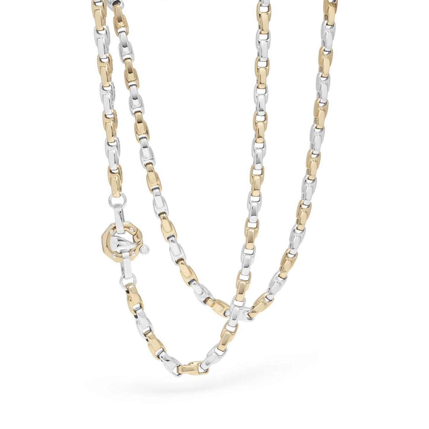 Baraka Nexus Chain GC314001BGLU-02, a men's chain in white and yellow gold set with diamonds