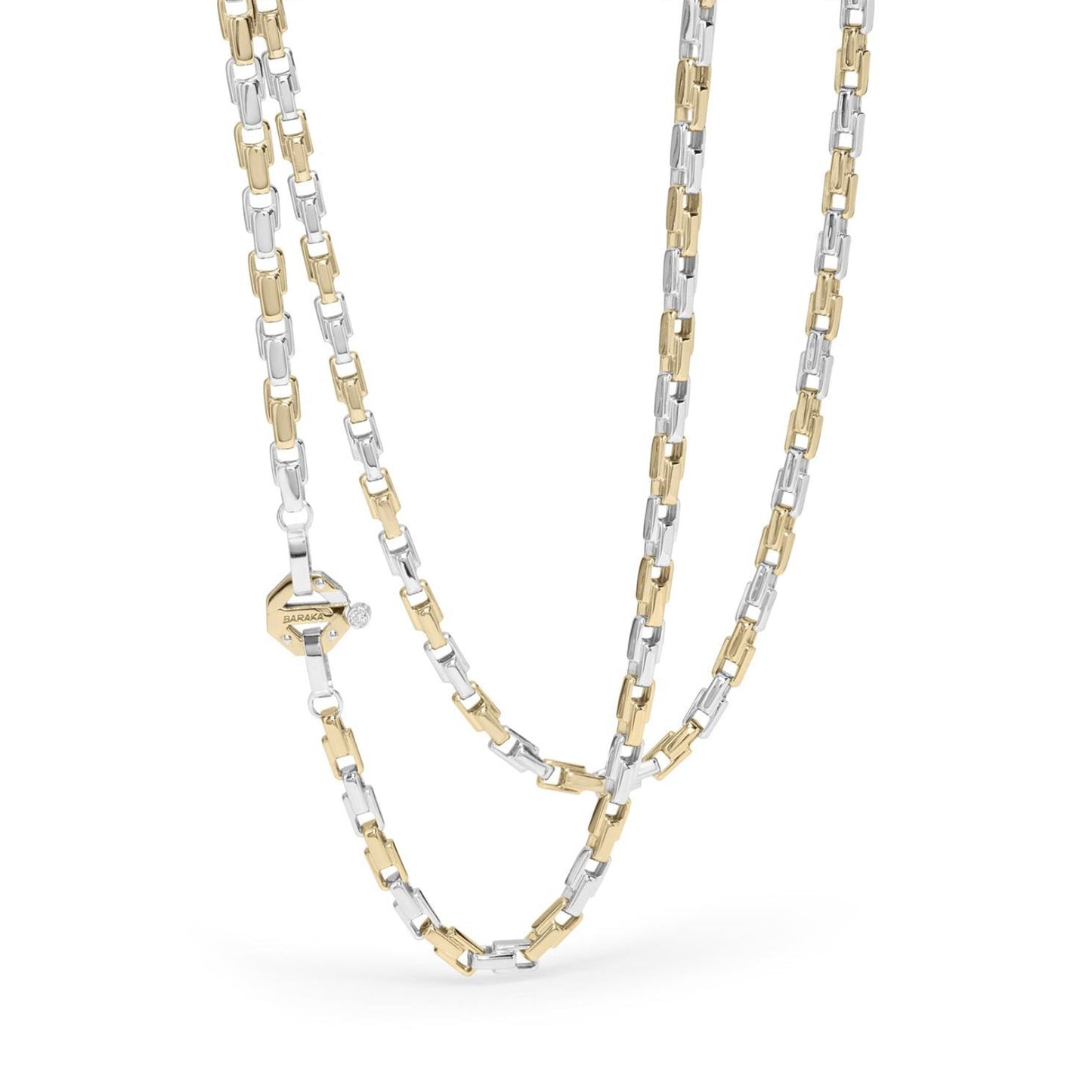 Baraka Nexus Chain GC314011BGLU-02, a men's chain in white and yellow gold set with diamonds