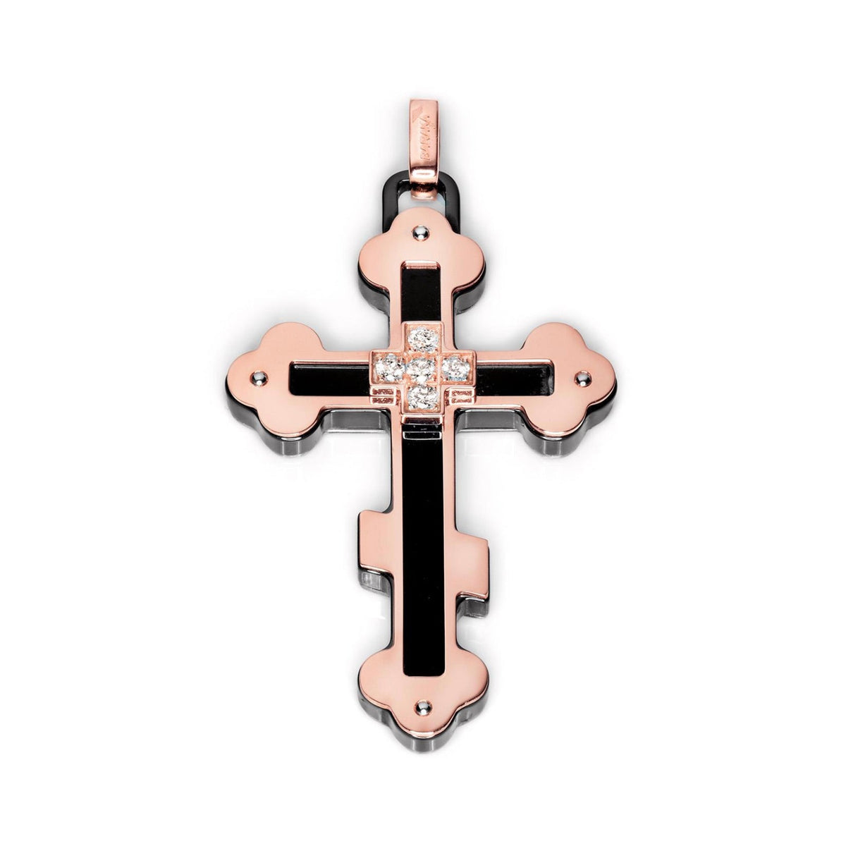 Baraka Prive Cross CR221531RODB-20, a men's cross in rose gold and black ceramic set with diamonds