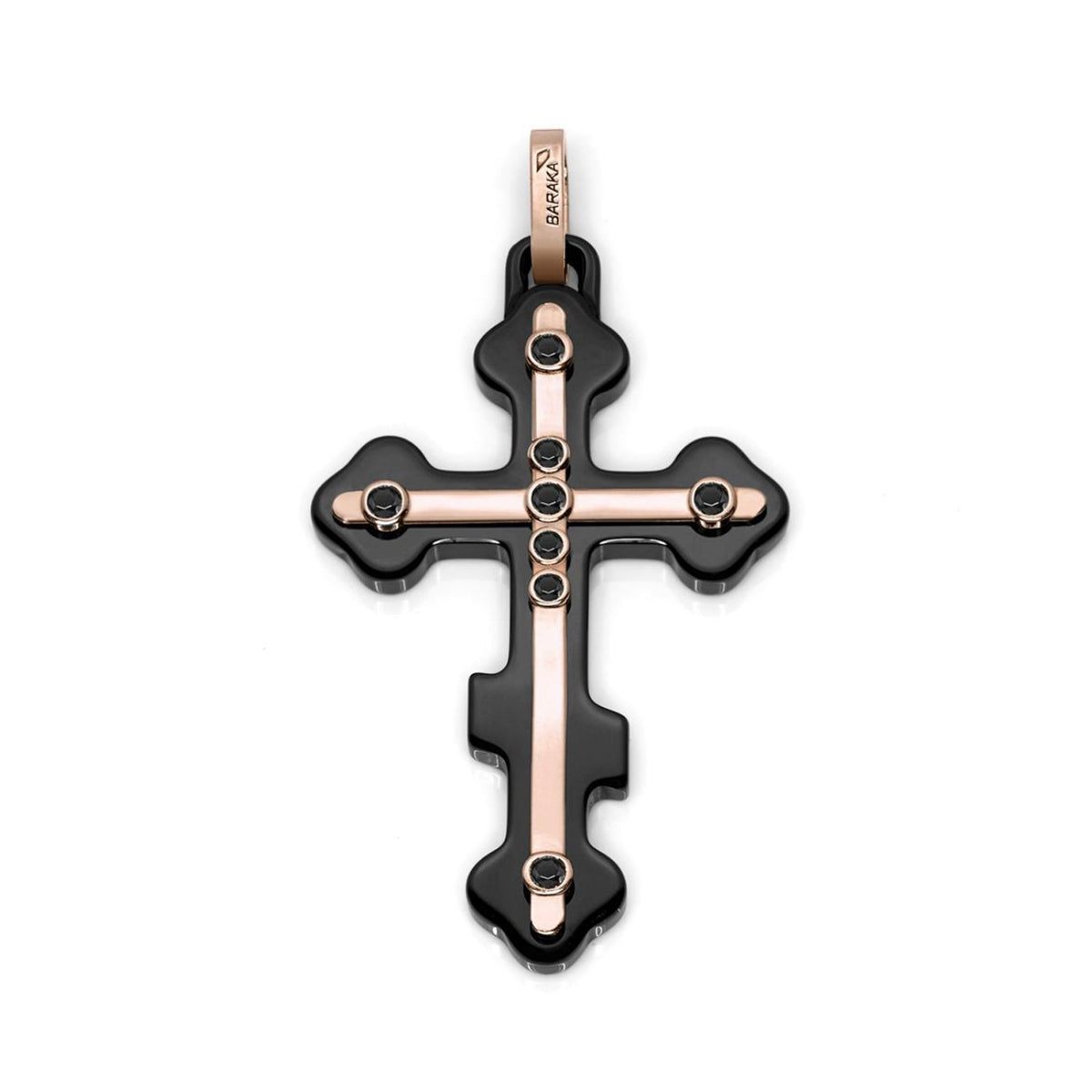 Baraka Prive Cross CR271261RODN-29, a men's cross in rose gold and black ceramic set with diamonds