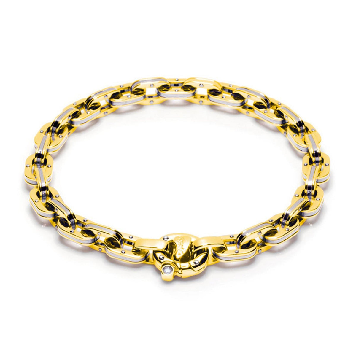 Baraka Ritmika Bracelet BR209811GBLU-02, a men's bracelet in white and yellow gold set with diamonds