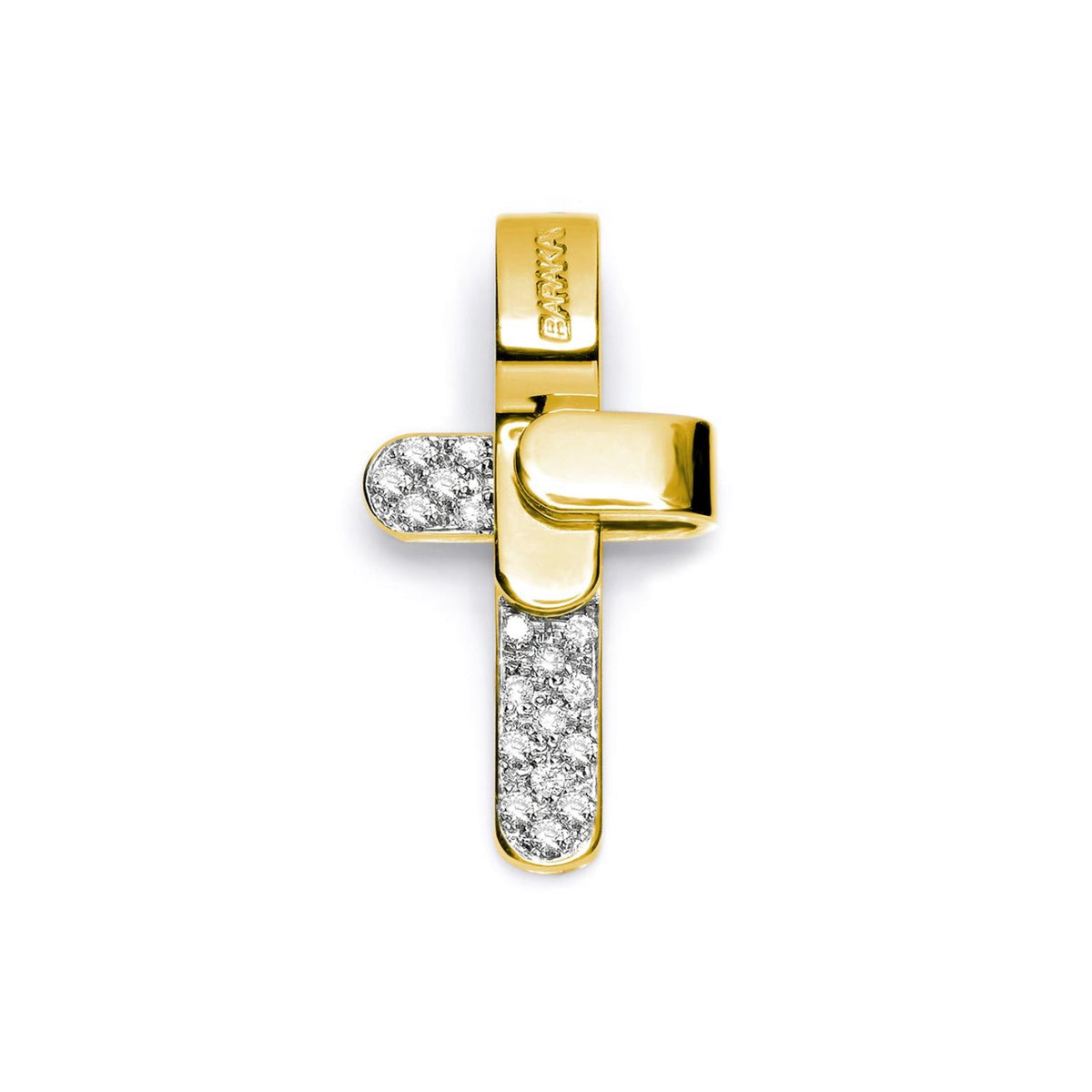 Baraka Ritmika Cross CR205251GILU-14, a men's cross in yellow gold set with diamonds