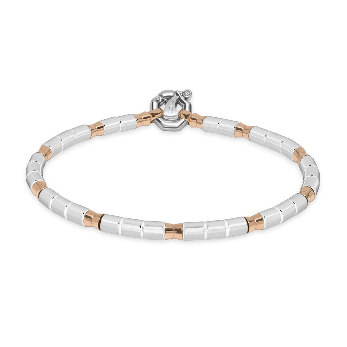 Baraka Snake Bracelet BR281021ROCB-02, a men's bracelet in rose gold and black ceramic set with diamonds