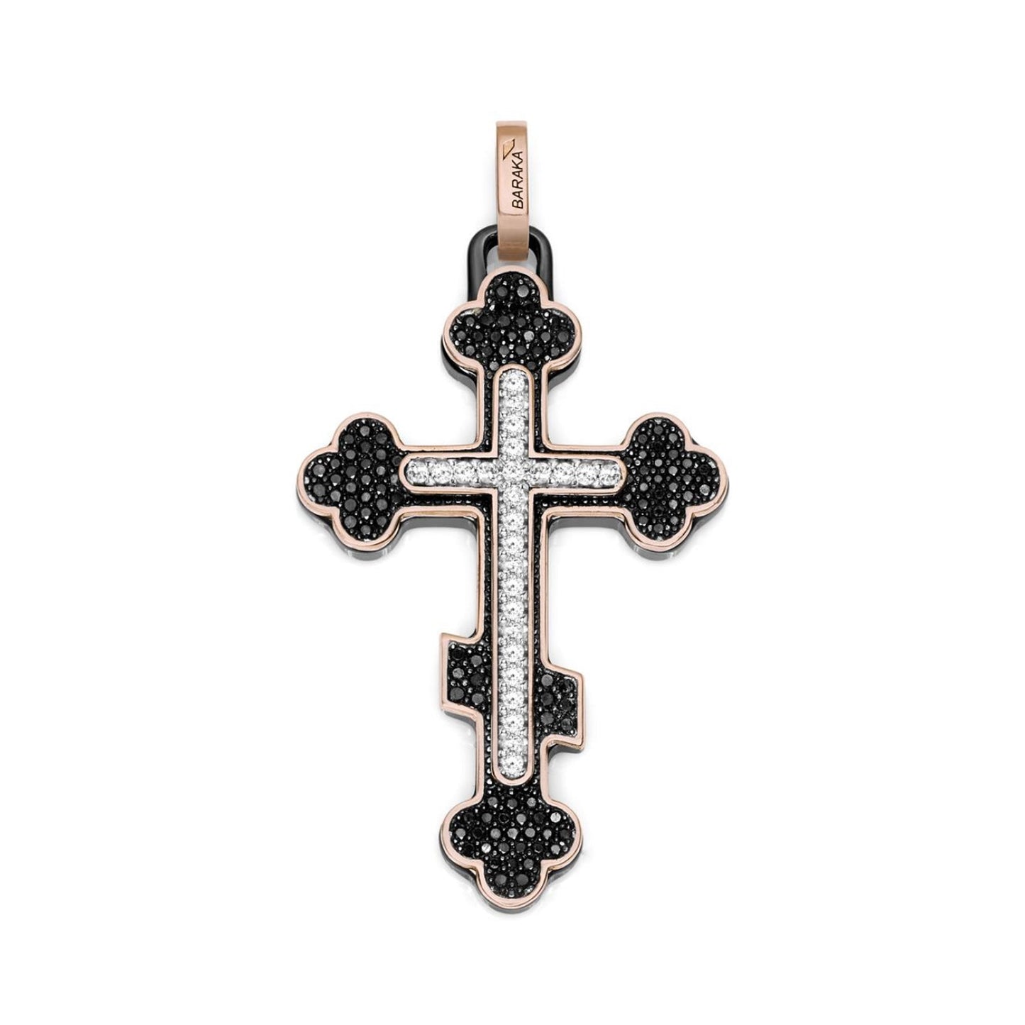 Baraka Prive Cross CR271271RODD-115, a men's cross in rose gold and black ceramic set with diamonds