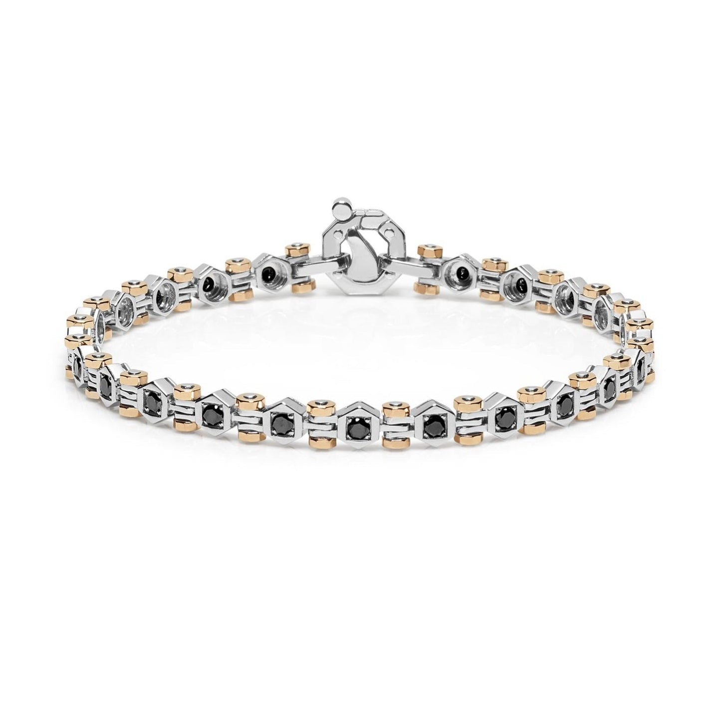 Baraka Tecnodiamonds Bracelet BR301001BRDN, a men's bracelet in rose and white gold set with diamonds