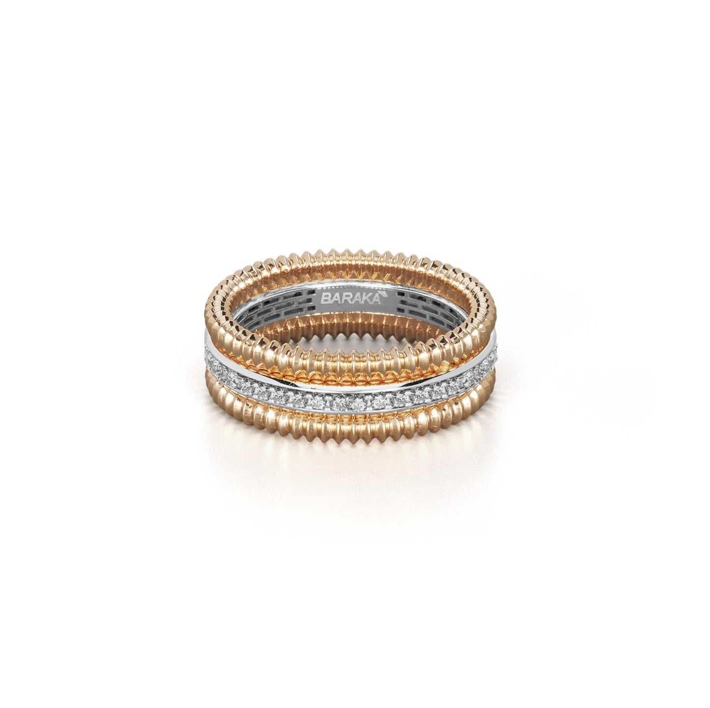 Baraka Diamonds Ring AN334201RBDB, a men's ring in rose and white gold set with diamonds