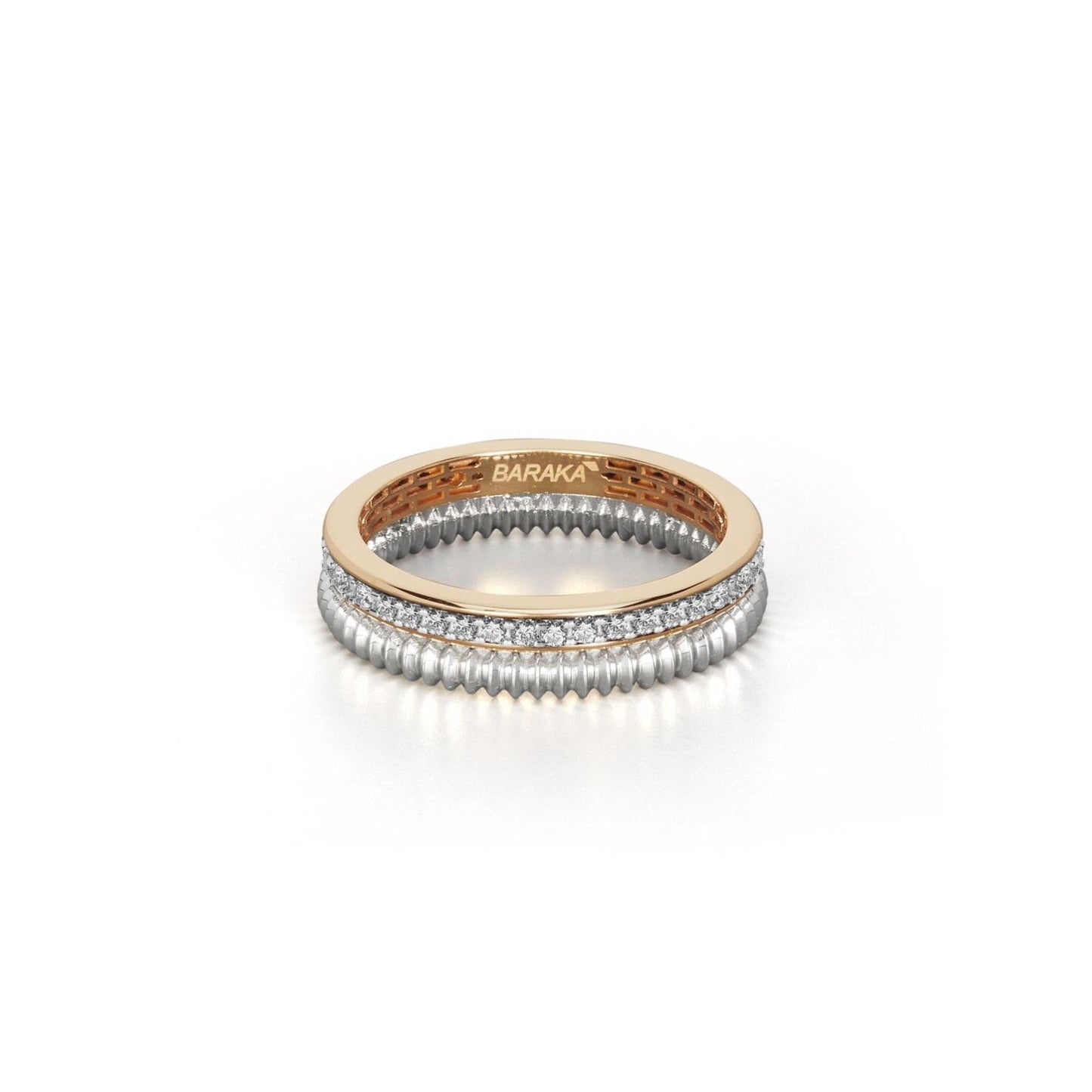 Baraka Diamonds Ring AN334301BRDB, a men's ring in rose and white gold set with diamonds