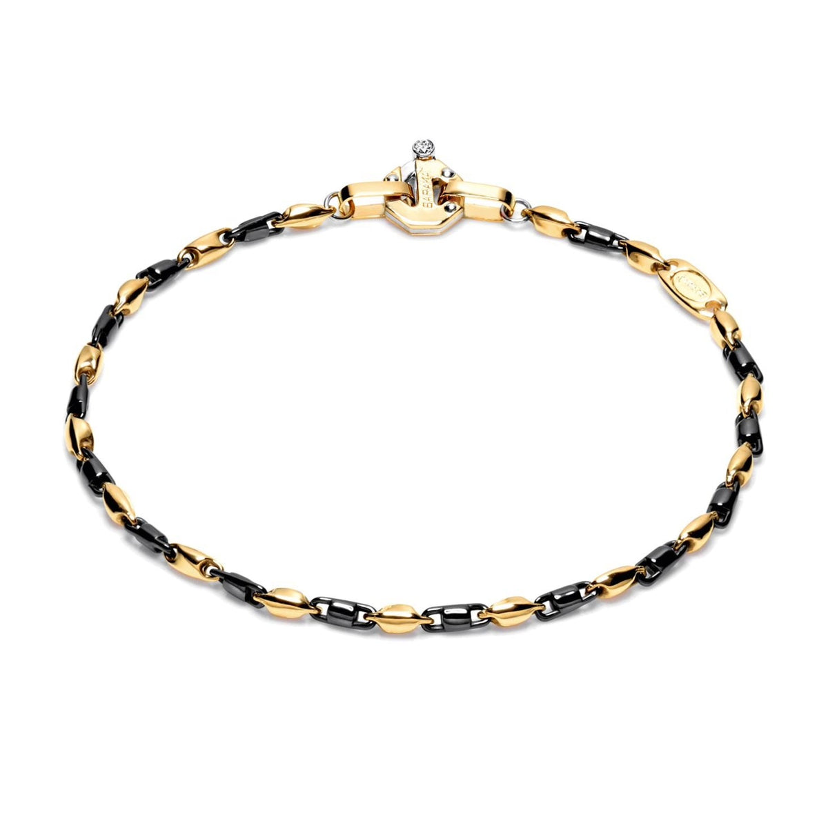 Baraka Cyborg Ceramic Bracelet BR245101GICN-02, a men's bracelet in white and yellow gold and black ceramic set with diamonds