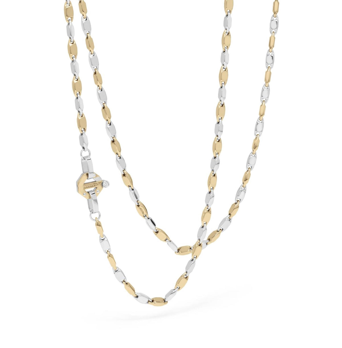 Baraka Nexus Chain GC314021BGLU-02, a men's chain in white and yellow gold set with diamonds