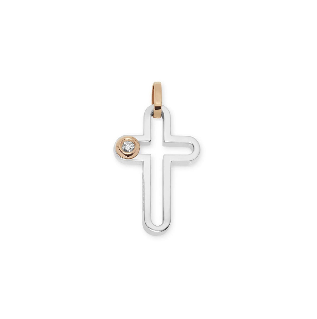 Baraka Nexus Cross CR314041BRDB-03, a men's cross in rose and white gold set with diamonds