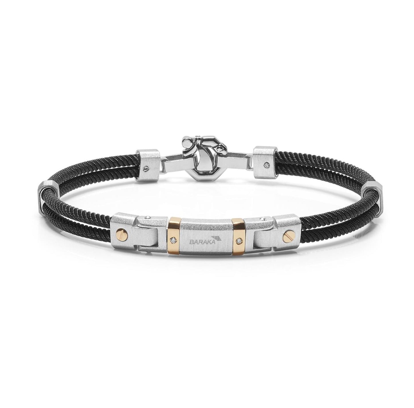 Baraka 316L Bracelet BR283071RODB-05, a men's bracelet in rose gold and silver set with diamonds