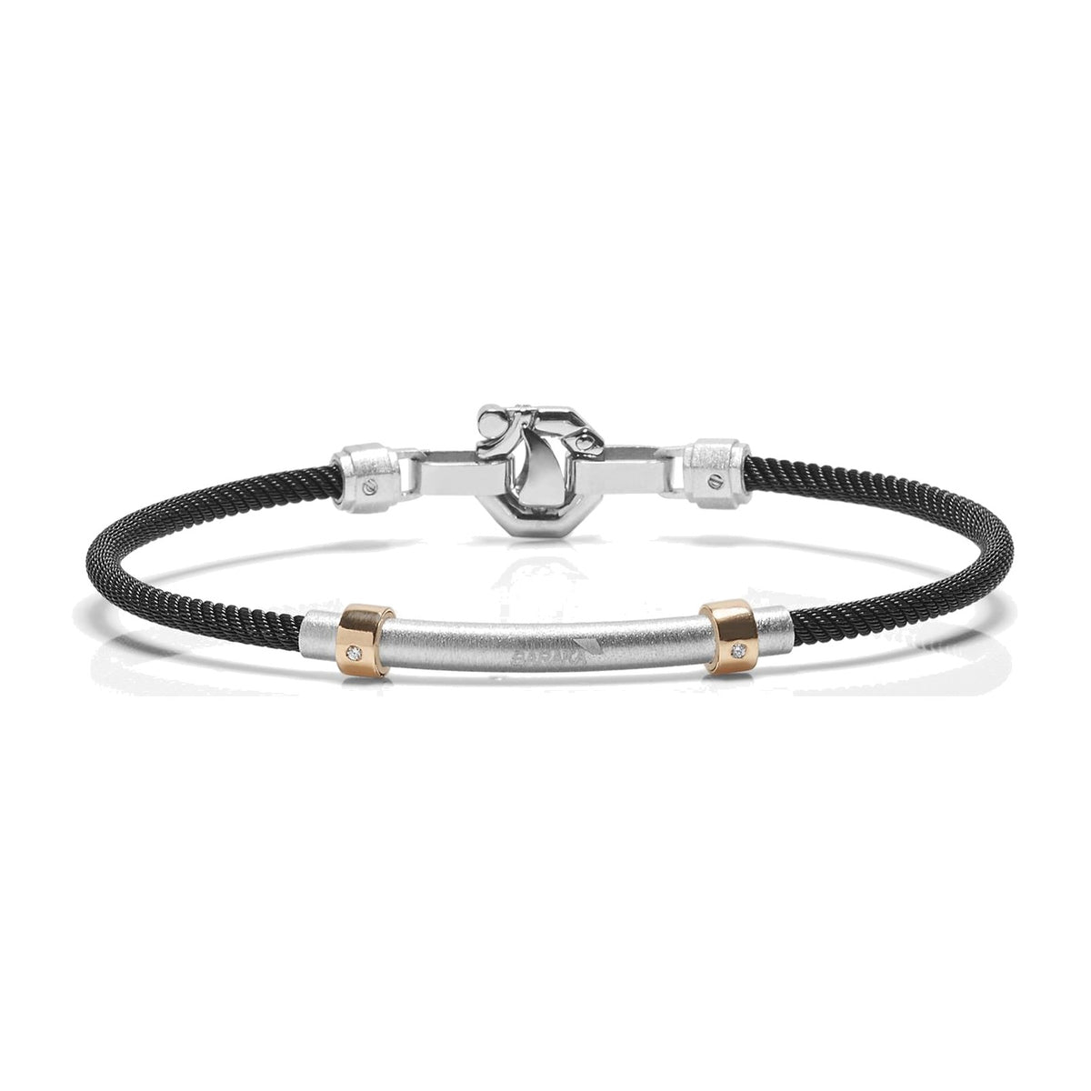 Baraka 316L Bracelet BR283091RODB-04, a men's bracelet in rose gold and silver set with white diamonds