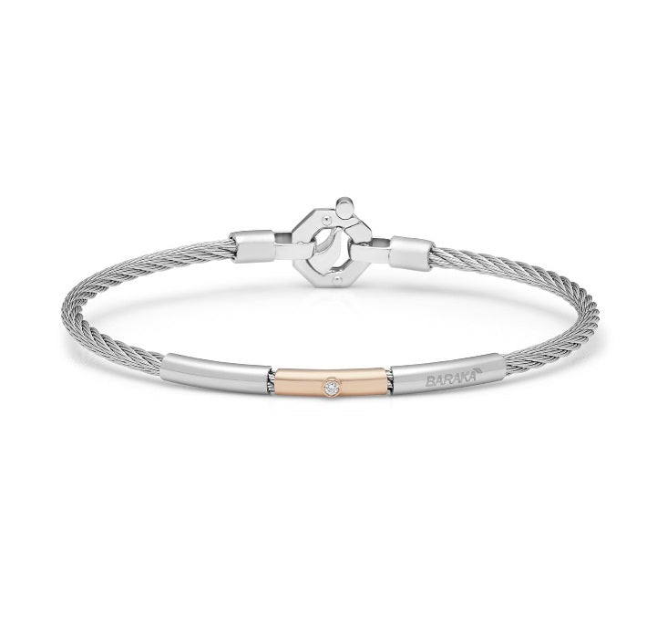 Baraka 316L Bracelet BR312321RODB-04, a men's bracelet in rose gold and stainless steel set with diamonds
