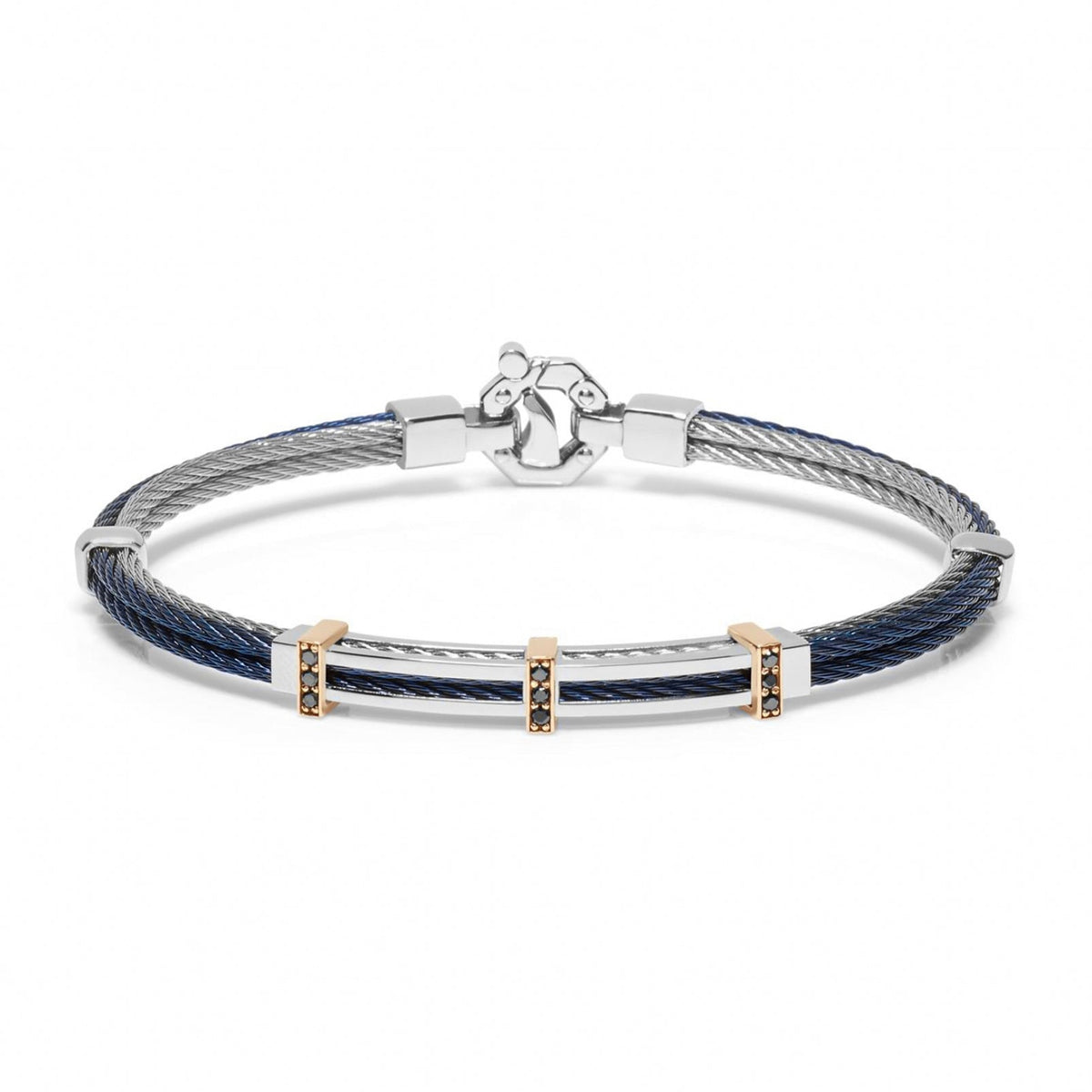 Baraka 316L Bracelet BR312501RODN-16, a men's bracelet in rose gold and stainless steel set with diamonds