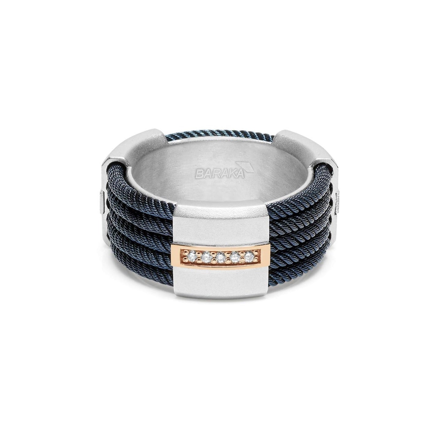 Baraka 316L Ring AN293081RODB-08, a men's ring in rose gold and silver set with diamonds