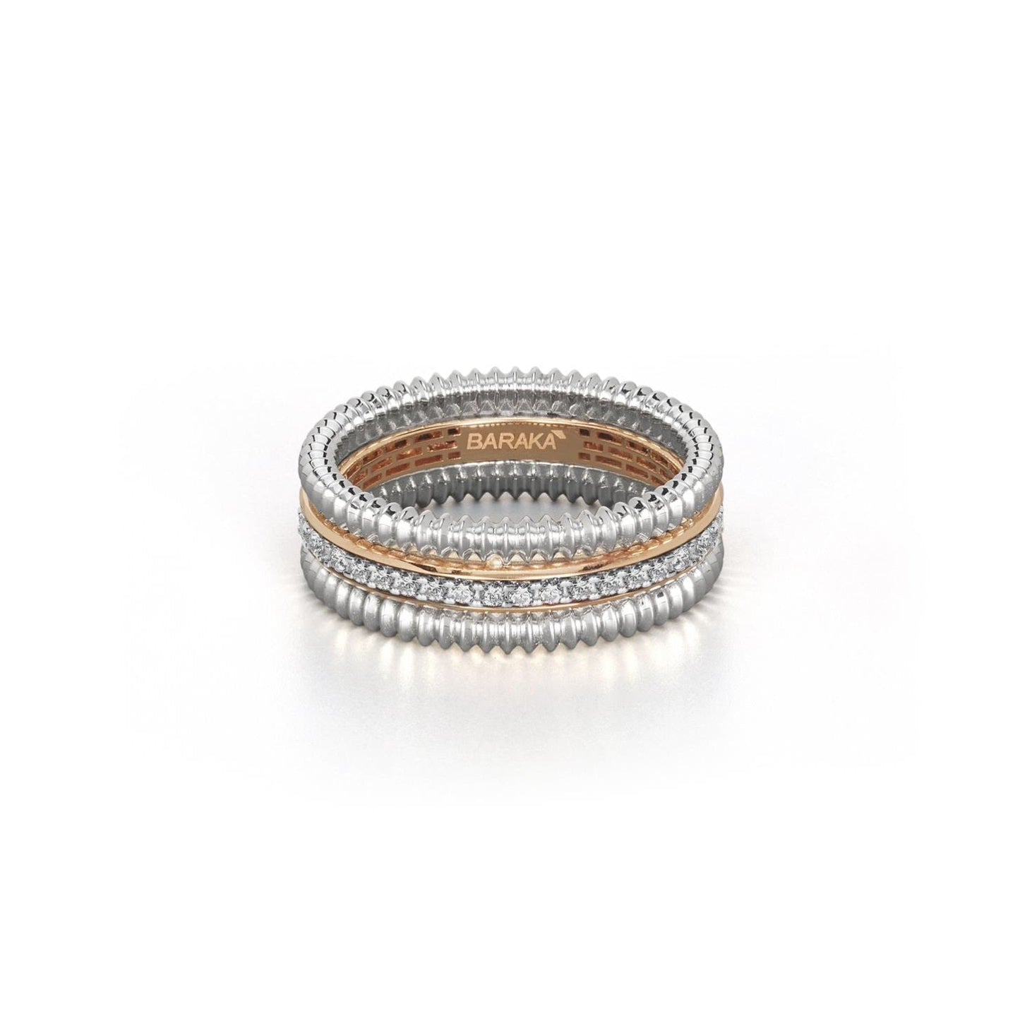 Baraka Diamonds Ring AN334201BRDB, a men's ring in rose and white gold set with diamonds