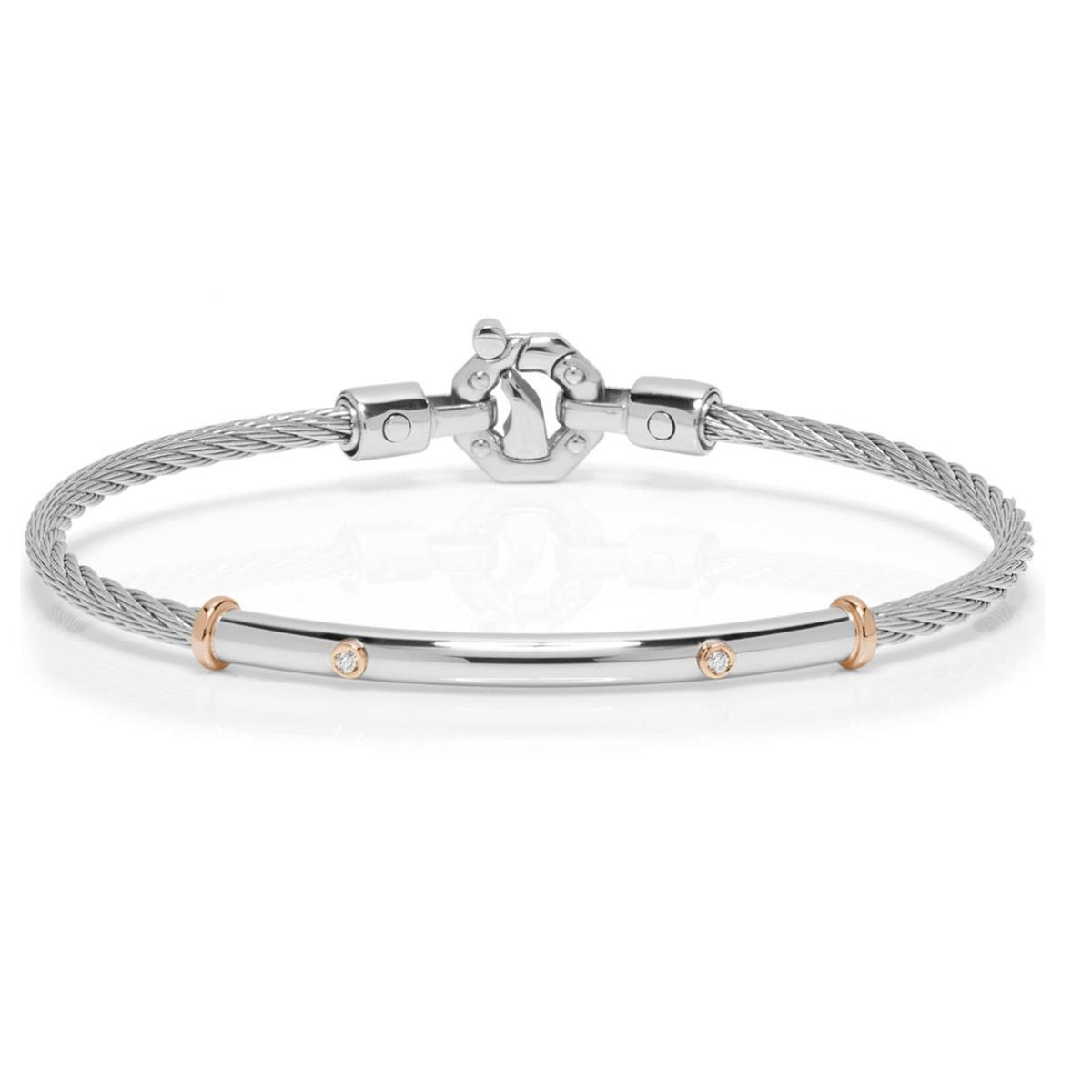 Baraka 316L Bracelet BR332201RODB-05, a men's bracelet in rose gold and stainless steel set with diamonds