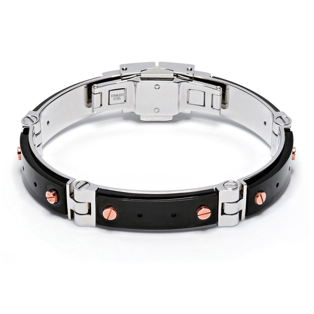 Baraka Explore Bracelet BR213863ROCN, a men's bracelet in rose gold and black ceramic