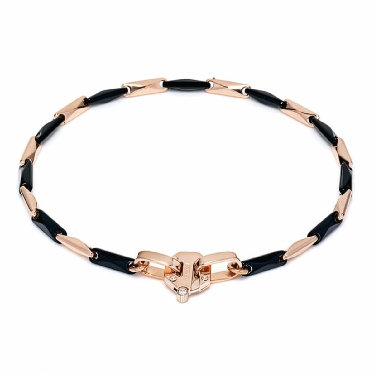 Baraka Cyborg Ceramic Bracelet BR221101ROCN-02, a men's bracelet in rose gold and black ceramic set with diamonds