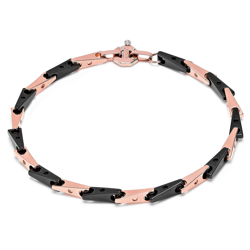 Baraka Cyborg Ceramic Bracelet BR232071ROCN-02, a men's bracelet in rose gold and black ceramic set with diamonds