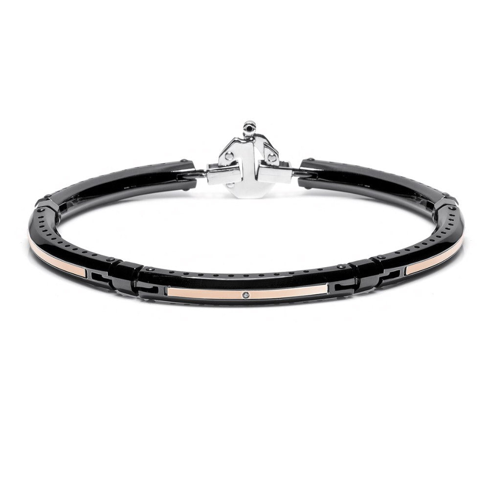 Baraka Discovery Bracelet BR241121RODB-03, a men's bracelet in rose gold and stainless steel set with diamonds