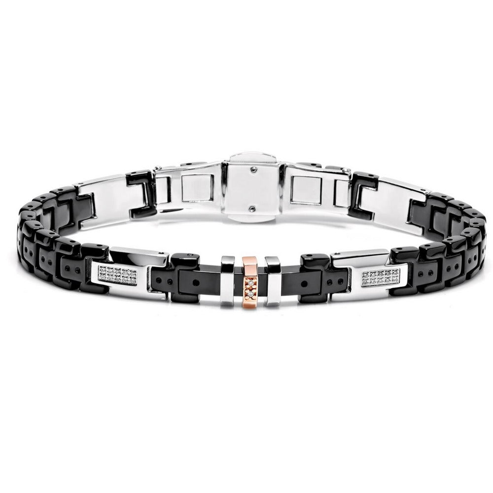 Baraka Kabala Bracelet BR245041RODB-20, a men's bracelet in rose gold and stainless steel set with diamonds