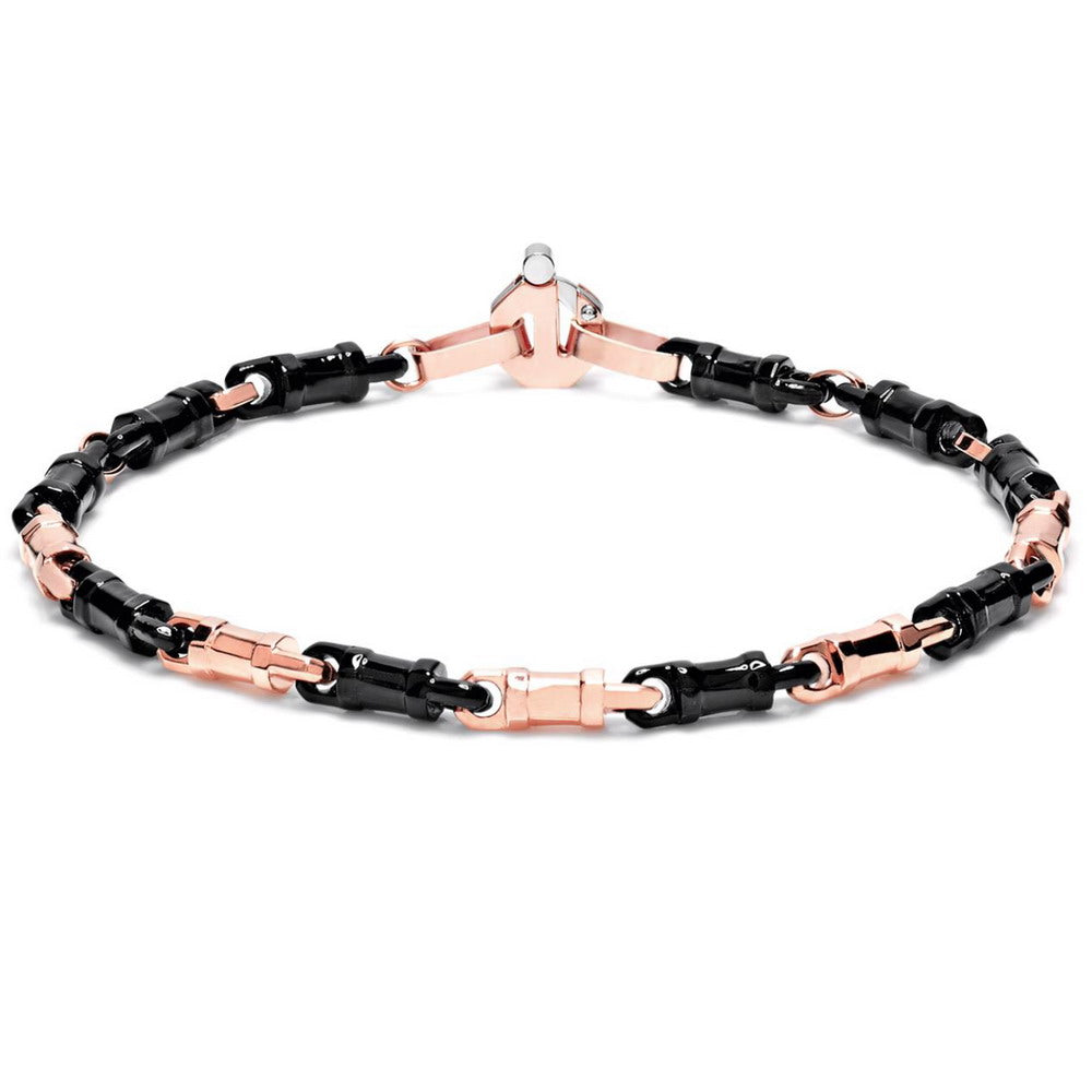 Baraka Cyborg Ceramic Bracelet BR245141ROCN-02, a men's bracelet in rose gold and black ceramic set with diamonds