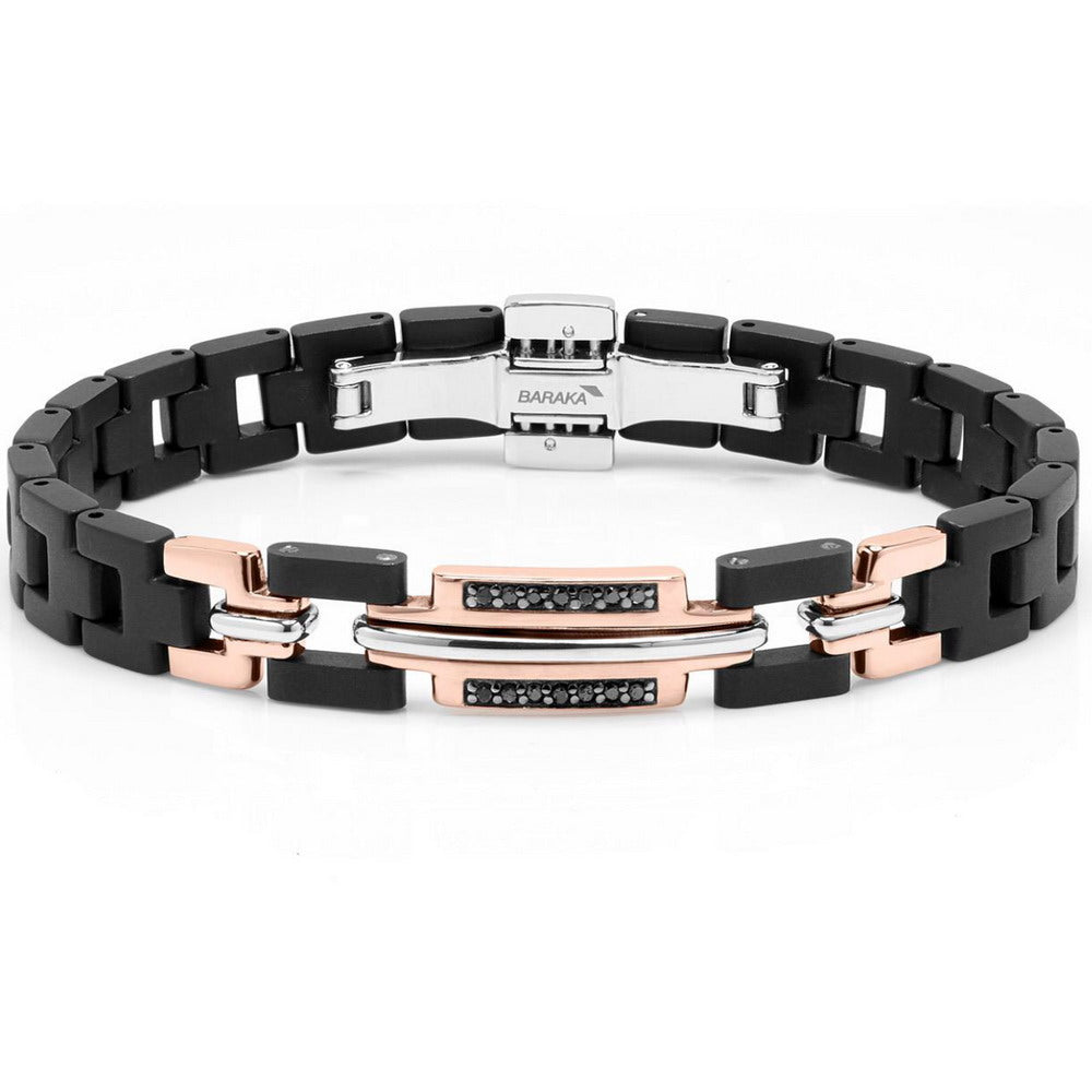 Baraka Kabala Bracelet BR261111RBDN-21, a men's bracelet in rose and white gold and stainless steel set with diamonds