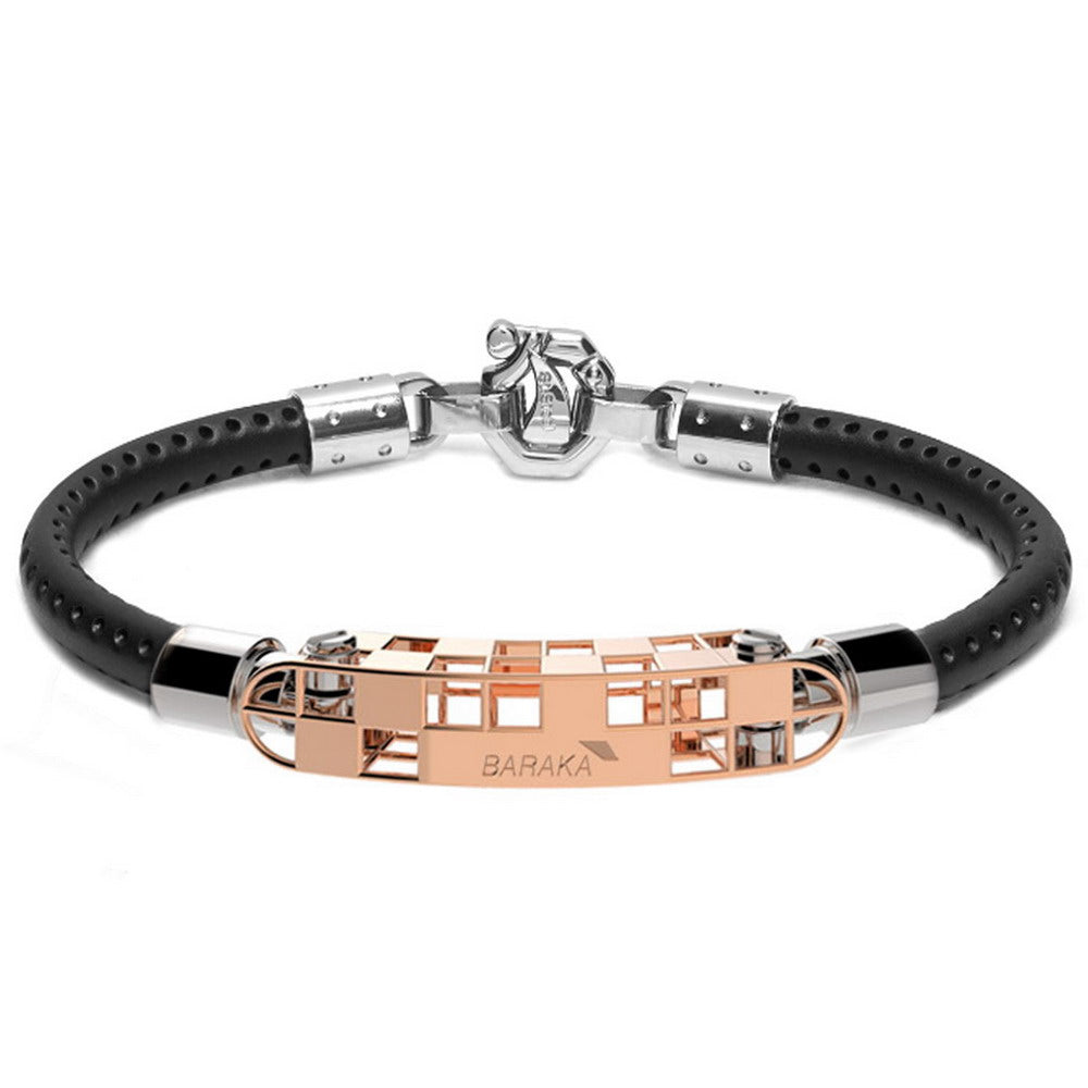 Baraka Cage Bracelet BR272101ROAC-02, a men's bracelet in rose gold and stainless steel set with diamonds