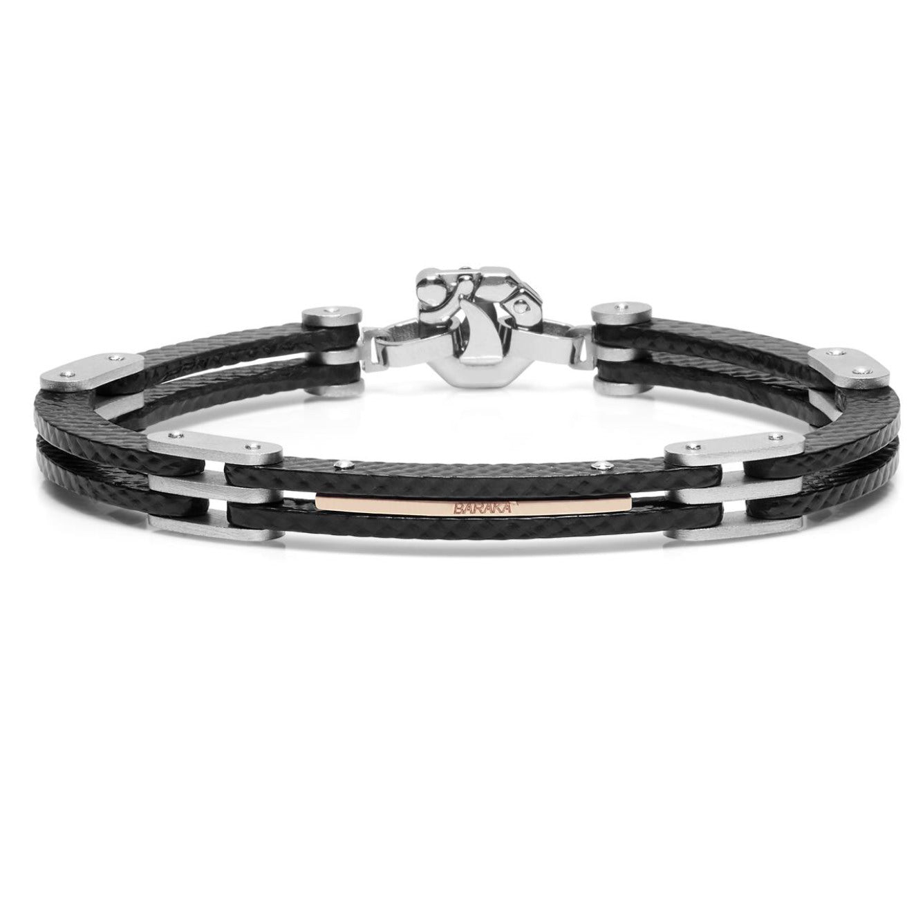Baraka Bracelet Fiber BR291051ROCO-02, a men's bracelet in rose gold and silver set with diamonds