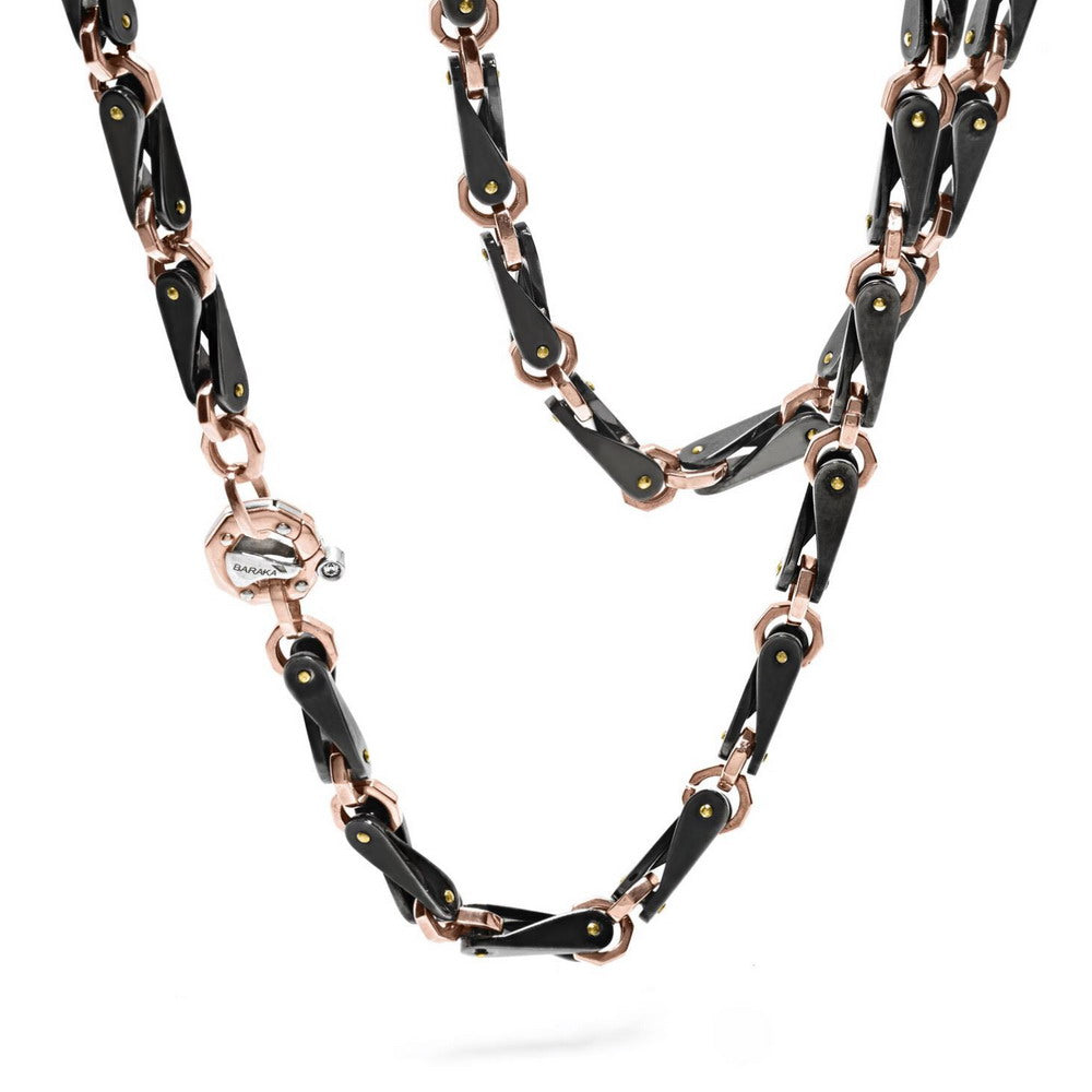 Baraka Cyborg Ceramic Chain GC261091ROCN-02, a men's chain in rose gold and black ceramic set with diamonds