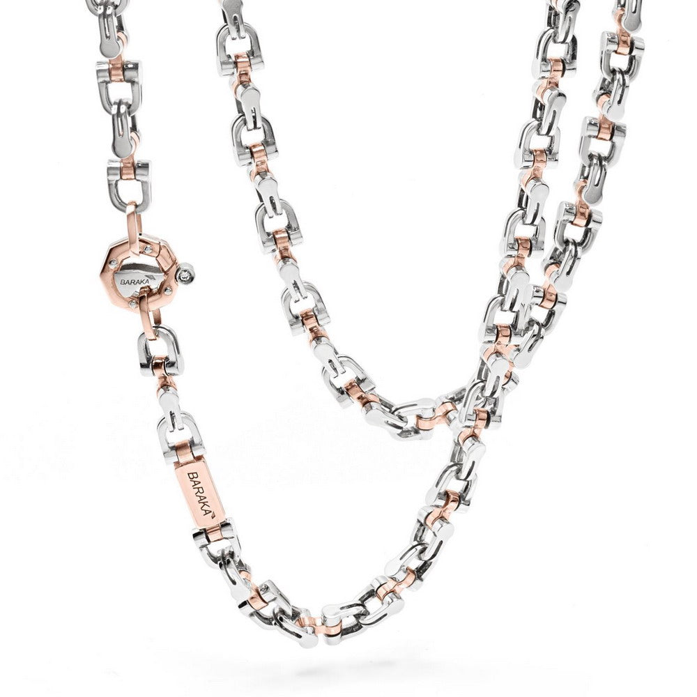 Baraka Ritmika Chain GC261201BRLU-02, a men's chain in rose and white gold set with diamonds