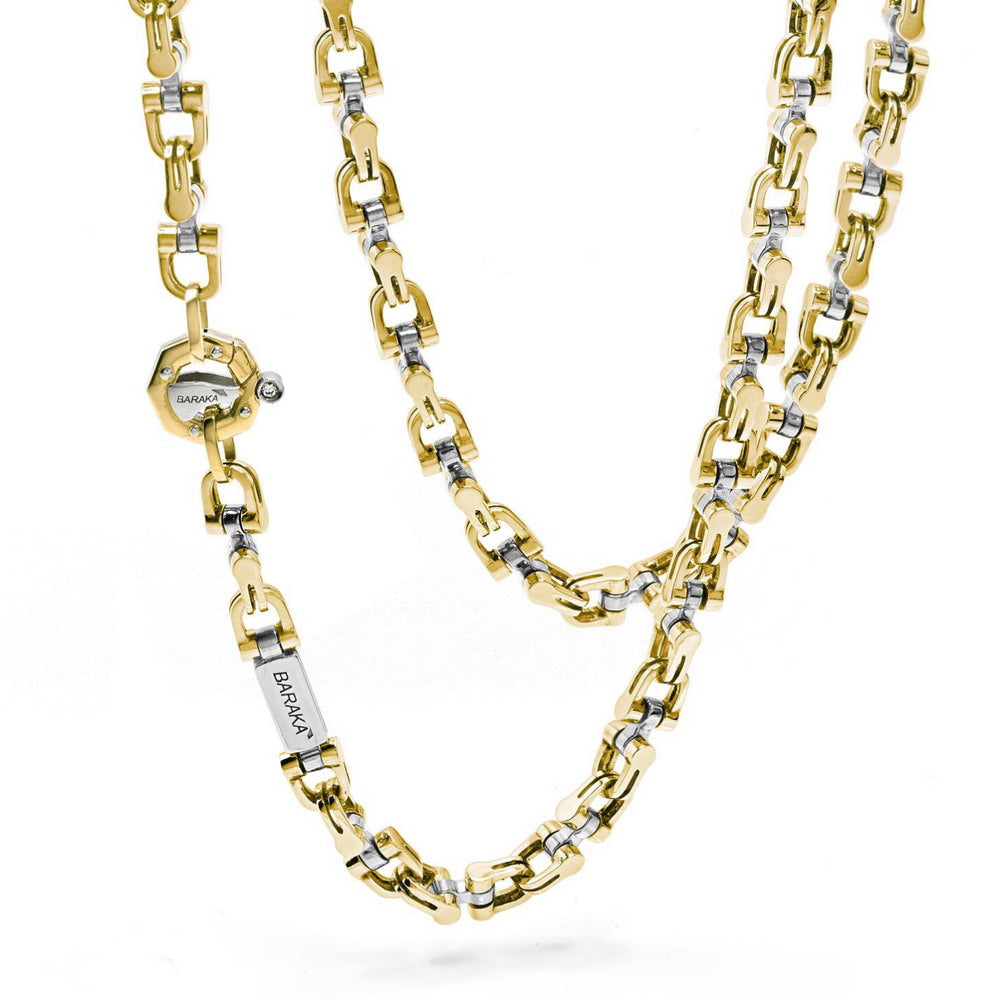 Baraka Ritmika Chain GC261201GBLU-02, a men's chain in white and yellow gold set with diamonds