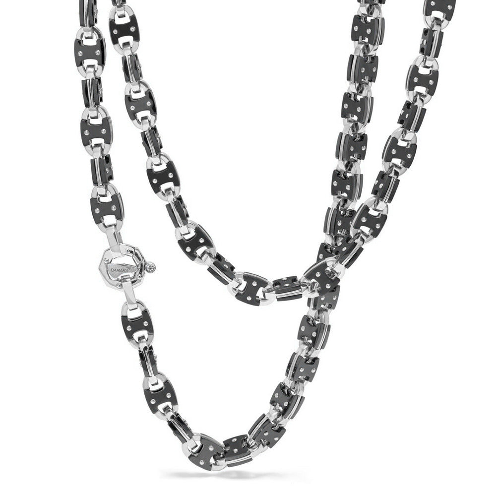 Baraka Cyborg Ceramic Chain GC271071BOCN-02, a men's chain in white gold and black ceramic set with diamonds